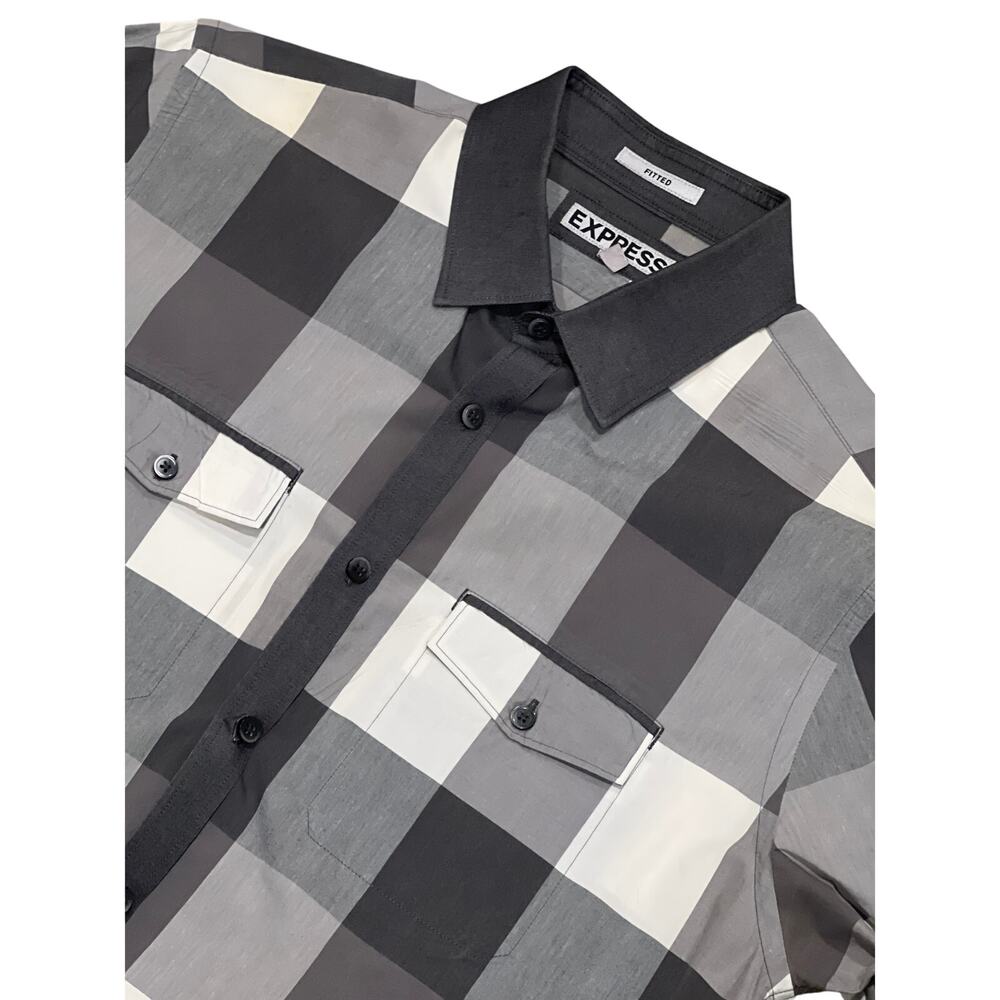 Express, Gray And White, Buttondown, Size L, Nb18 - image 1